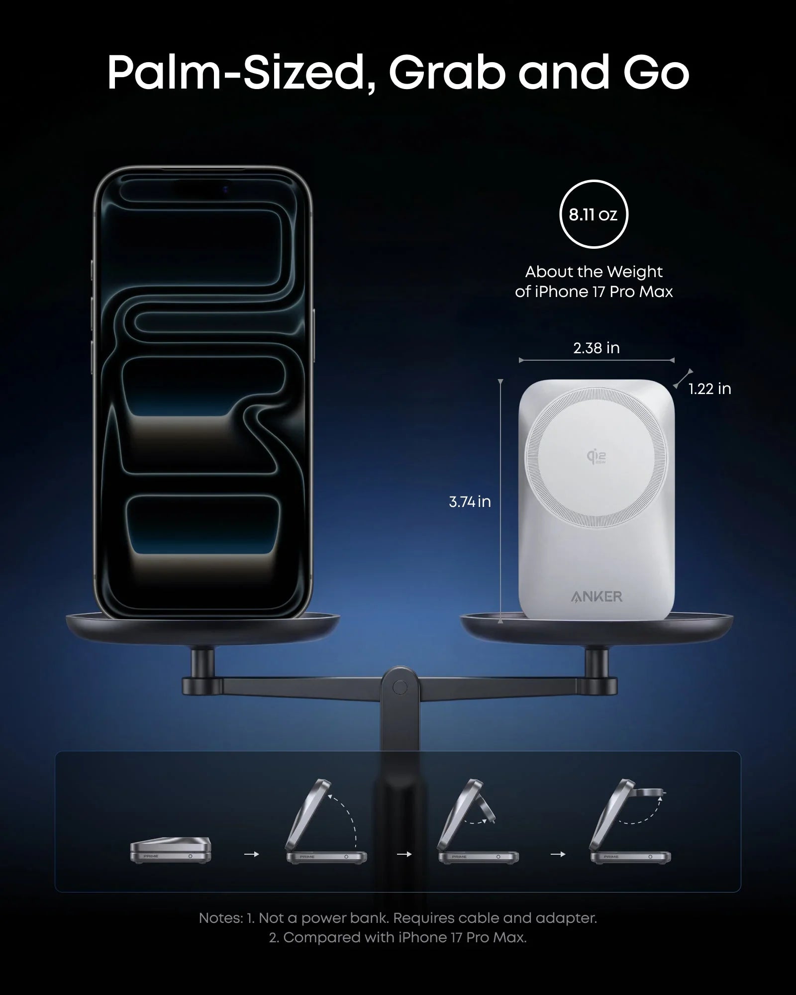 Anker Prime Wireless Charging Station (3-in-1, MagGo, AirCool, Foldable)