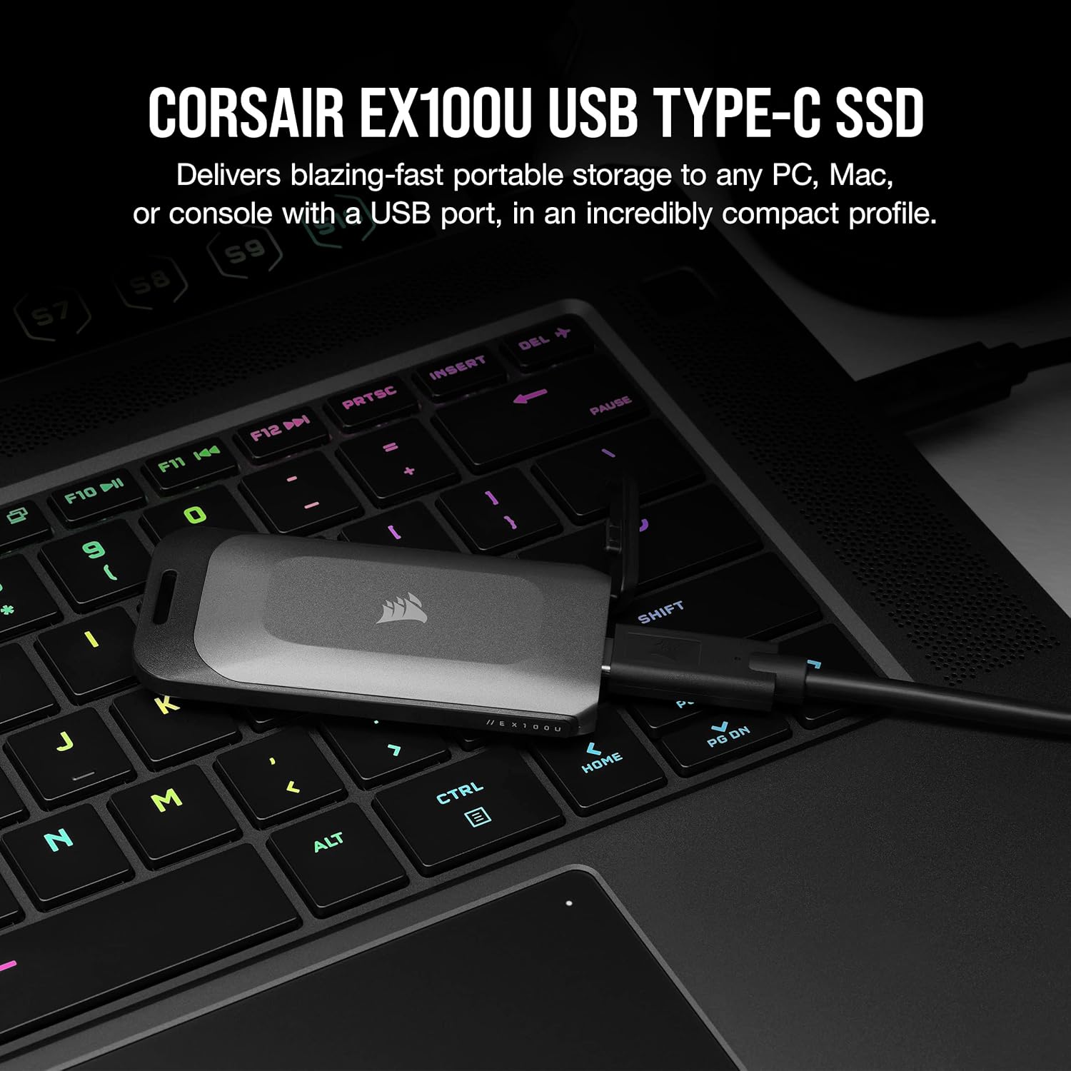 CORSAIR EX100U 1TB Portable USB Type-C Storage Drive Gunmetal