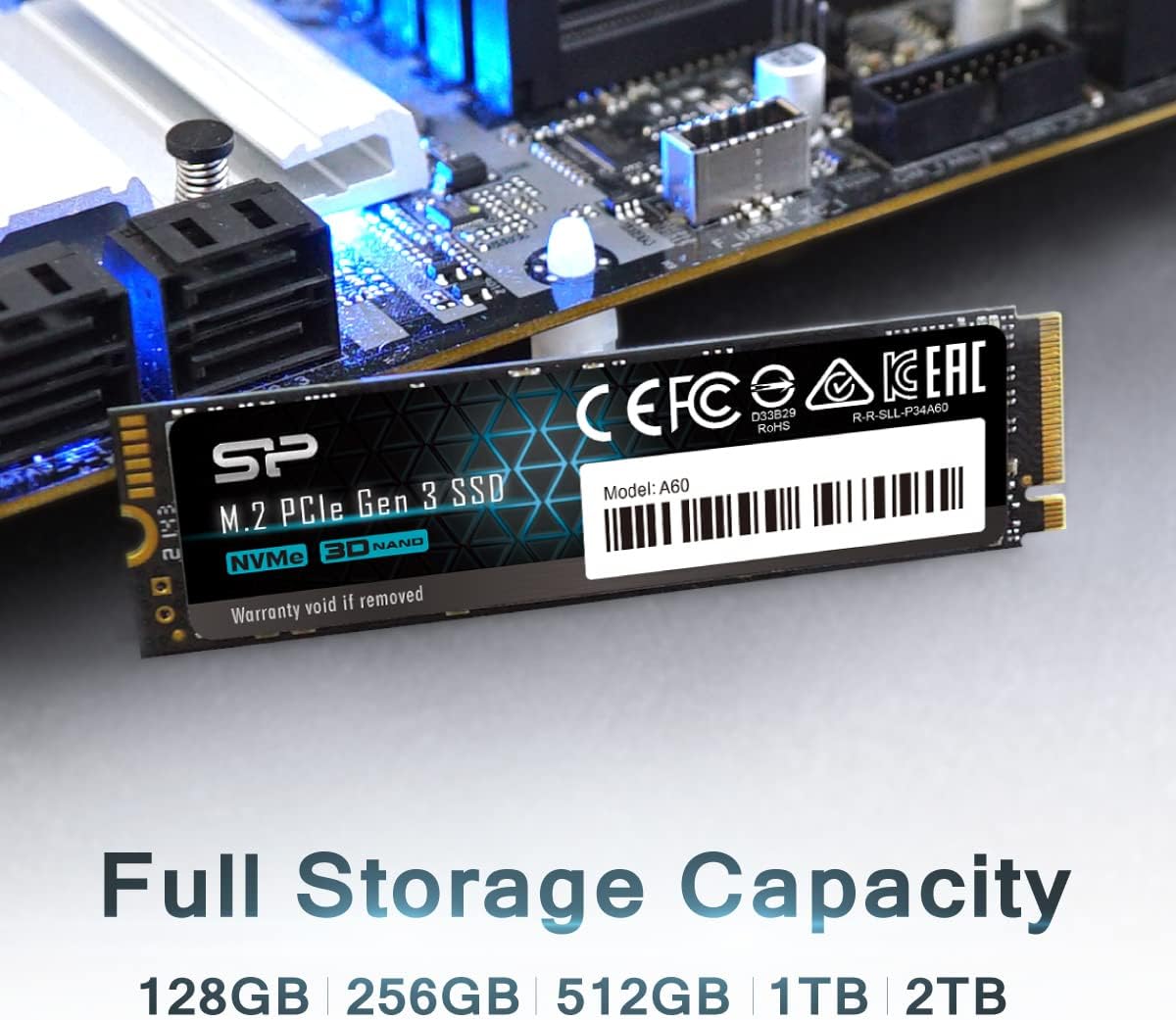 Silicon Power P34A60 1TB NVMe PCIe Up to 2200MB/s, M.2 2280 Internal S